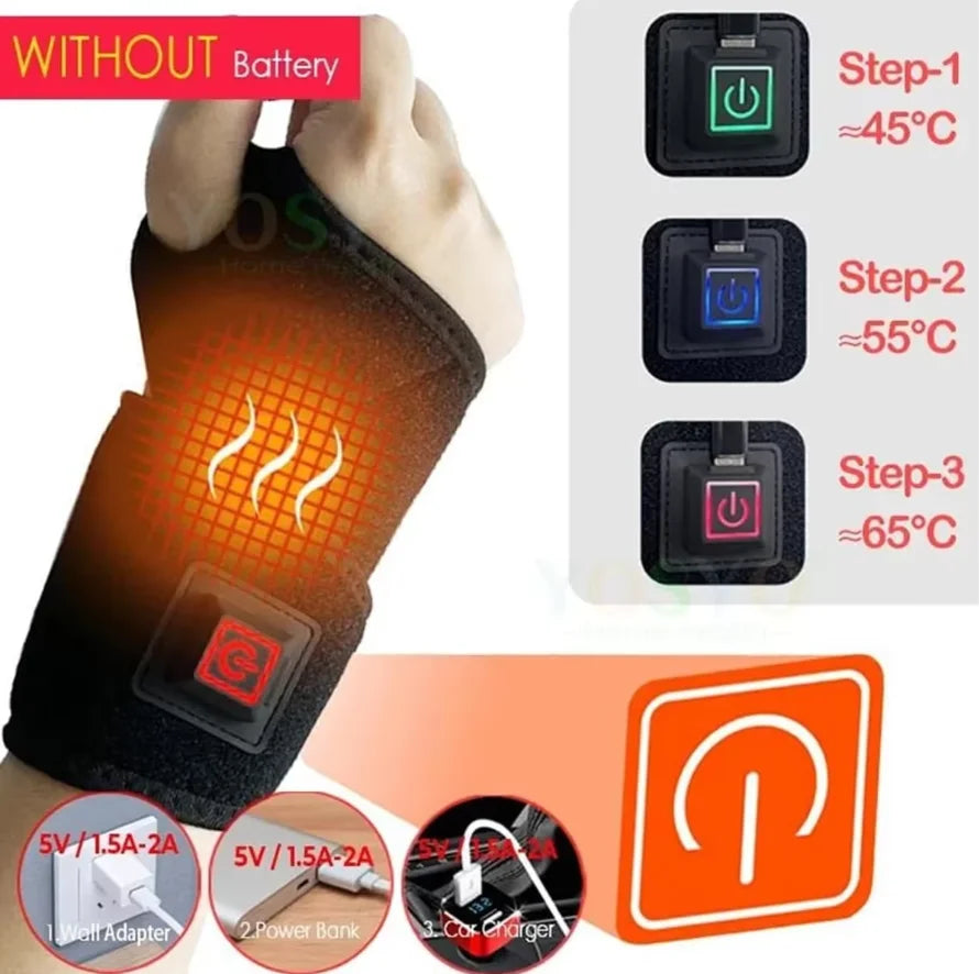 Electric Heated Wrist Brace – Adjustable Breathable Sport Support Heated Wrist Brace HIP black