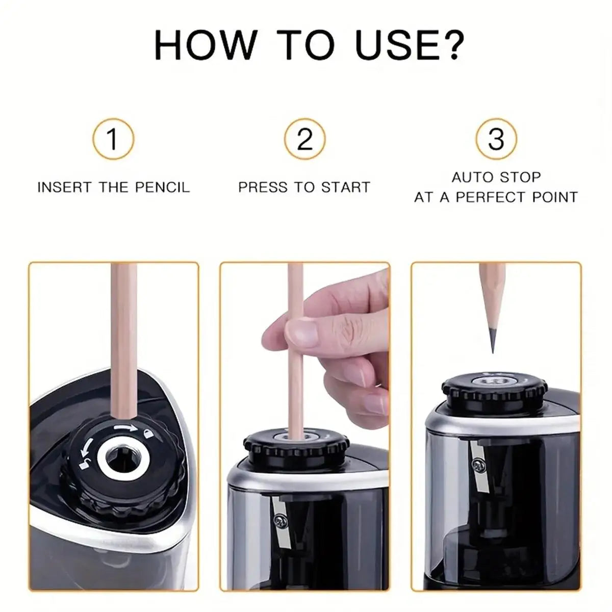 Electric Auto Pencil Sharpener 6–8mm | School & Office Desk Electric Pencil Sharpener HIP