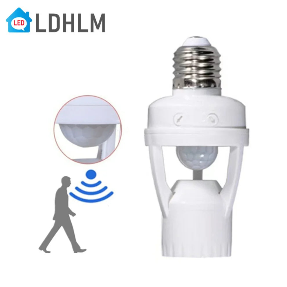 E27 PIR Motion Sensor Lamp Socket – 360° Auto On/Off Motion Sensor Socket HIP Adjustable