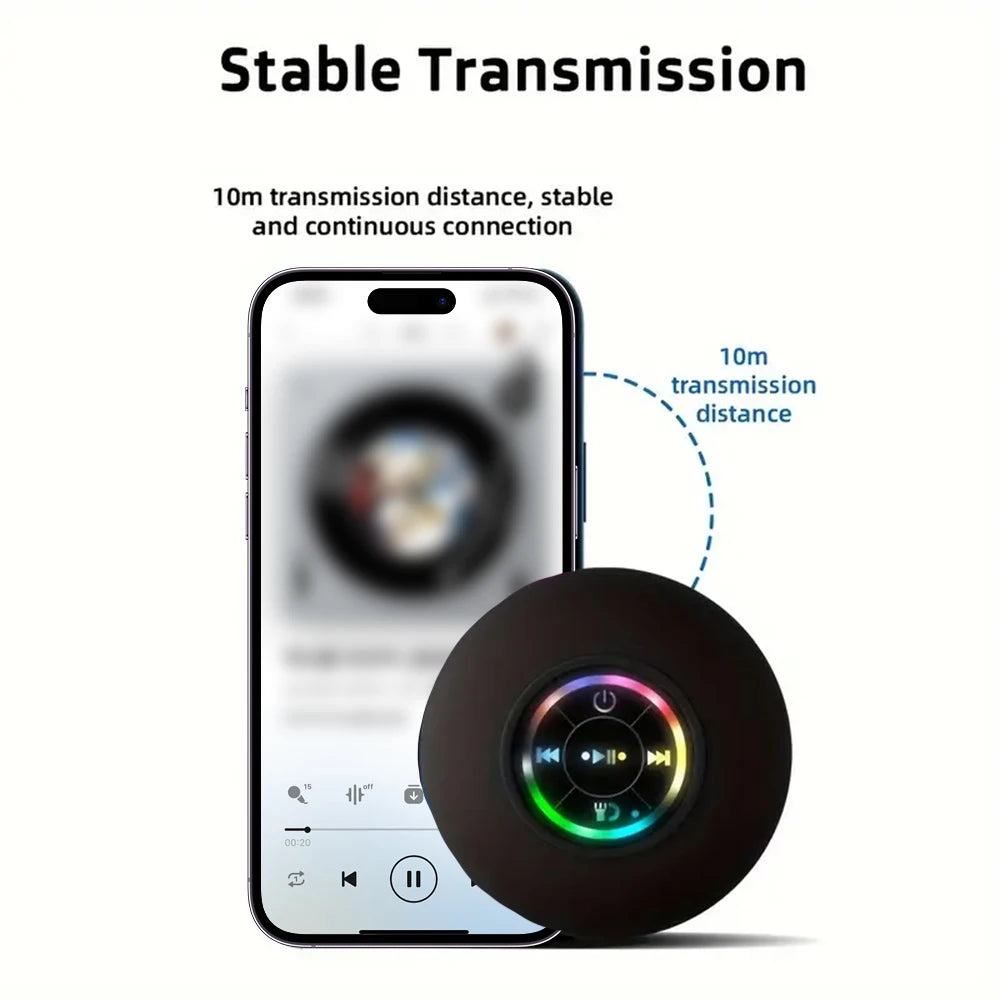 SEamopar IPX4 Waterproof Bluetooth Speaker – Suction Cup & LED Portable Bluetooth Speaker HIP