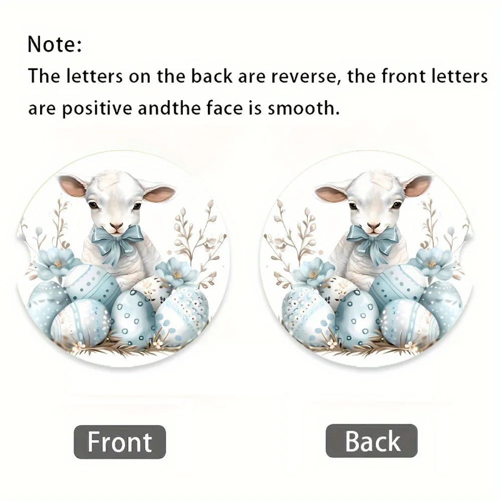 2-Pack Easter Lamb Floral Acrylic Car Coasters – Heat-Resistant Acrylic Car Coasters HIP