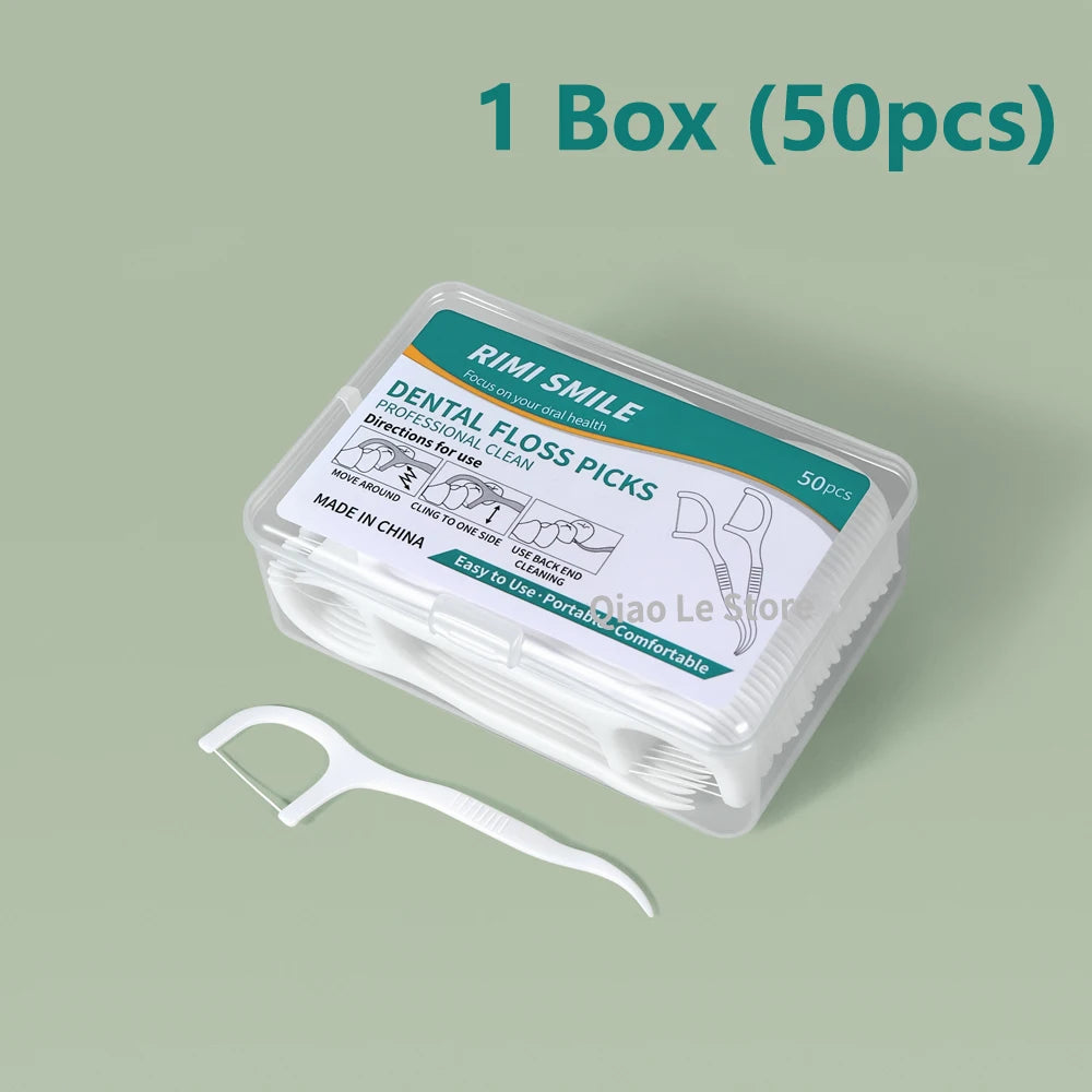 RUZOFO Disposable Dental Floss Picks – 50pc Portable Box Dental Floss Picks HIP C607-1 Box