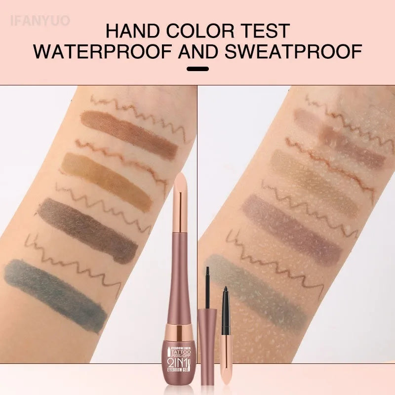 Tattoo Peel Off Brow Gel & Brow Pencil Set Waterproof Smudge-proof Lasting Natural Look Wild Eyebrows Outline Contour Makeup Kit HIP