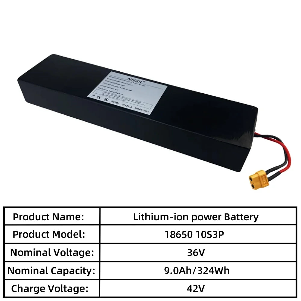 36V 9000mAh 10S3P Li-Ion Battery Pack for E-Scooters + BMS E-Scooter Battery Pack HIP