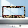 Aluminum License Plate Frame – Vintage Skull & Red Rose License Plate Frame HIP 1