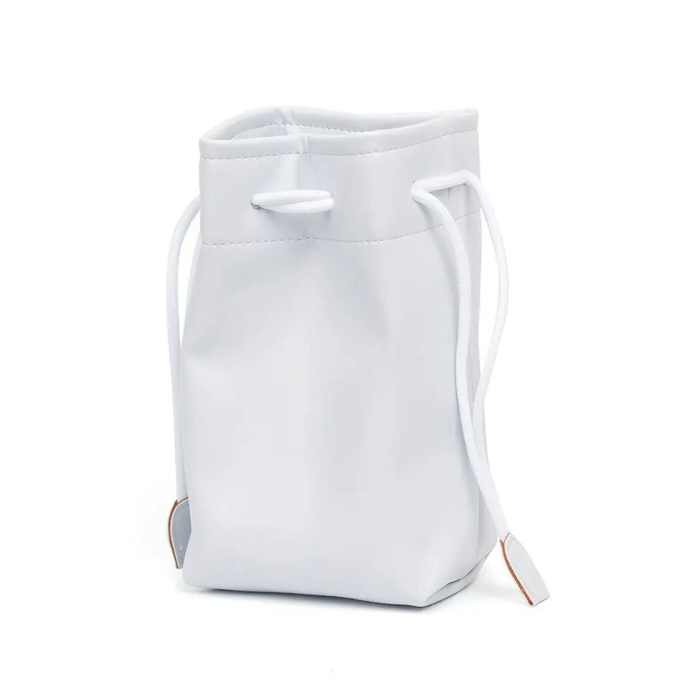 PU Leather Drawstring Bag for Instax Mini – Waterproof Case Camera Storage Bag HIP White