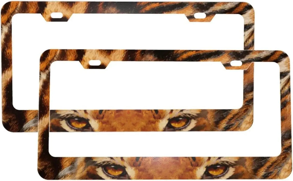 Tiger Eyes Aluminum License Plate Frame 2-Pack – Black License Plate Frame HIP Black