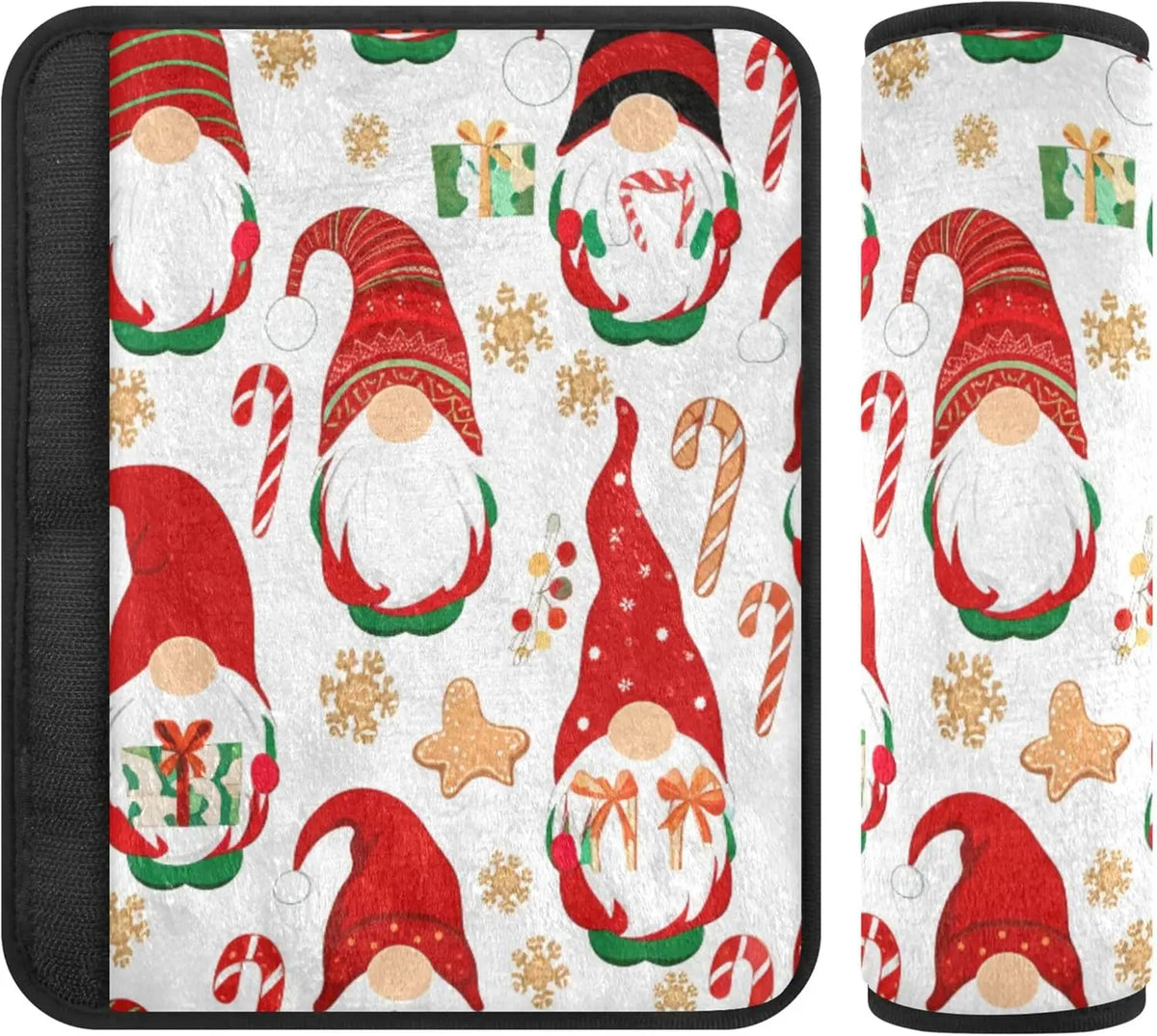 Christmas Gnome Car Seat Belt Cover Pads – Soft Flannel 1 Pair Seat Belt Cover HIP