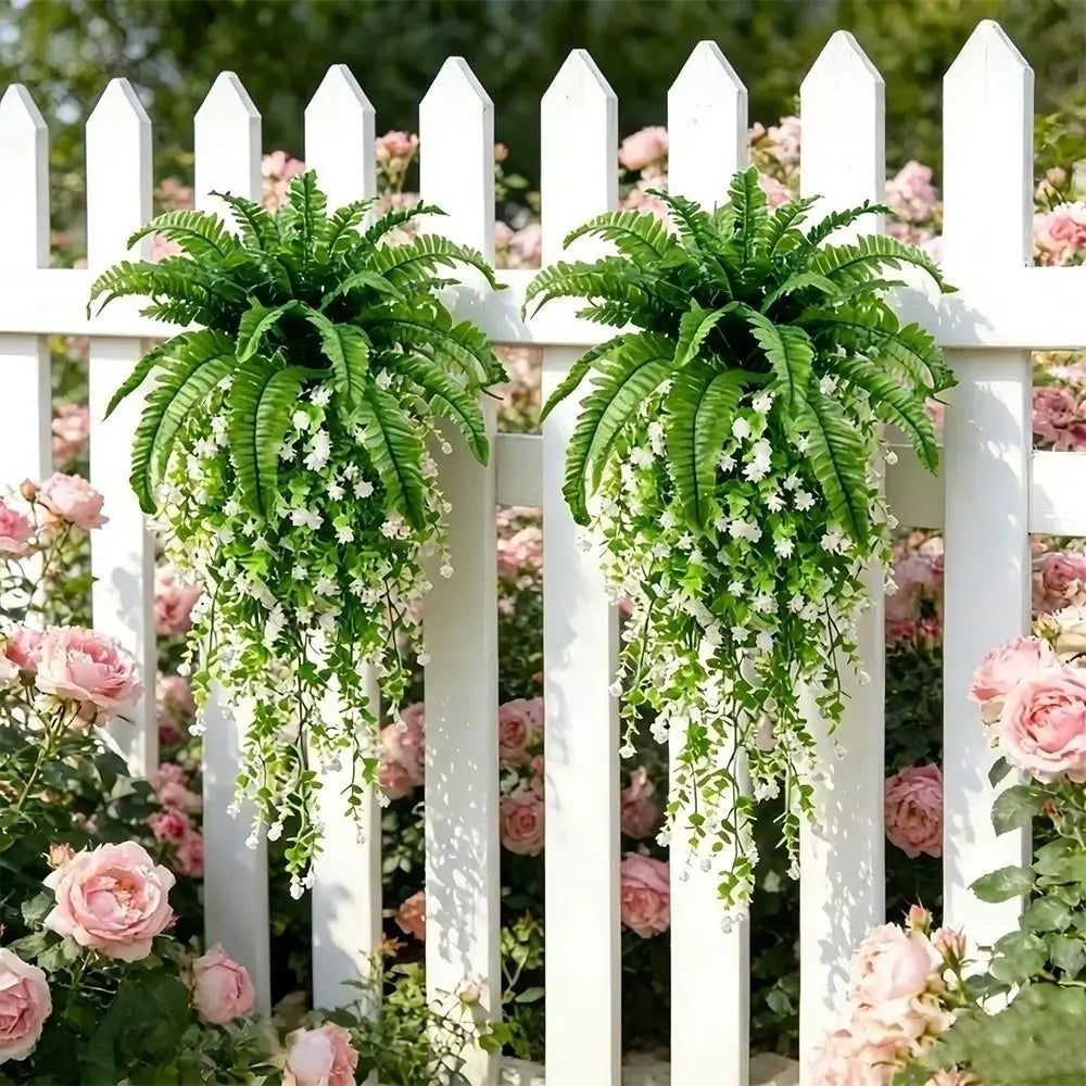 3-Piece UV Resistant Artificial Hanging Fern Vines Set Artificial Hanging Plant HIP