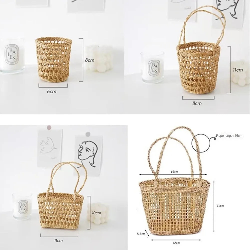 Handmade Straw Woven Basket with Handle – Multi-Use Woven Storage Basket HIP