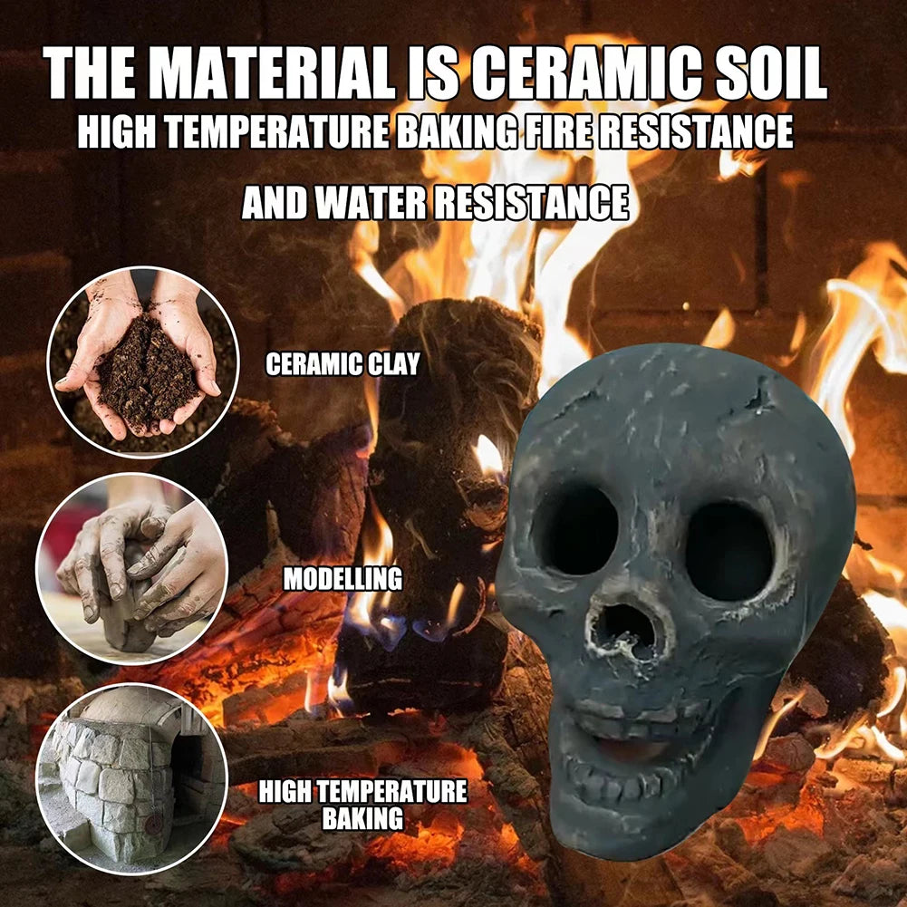 Hot Halloween Simulation Ceramic Skull Heads Skeleton Props Fireplace BBQ Ceramic Ornaments Halloween Ghost Festival Party Decor HIP