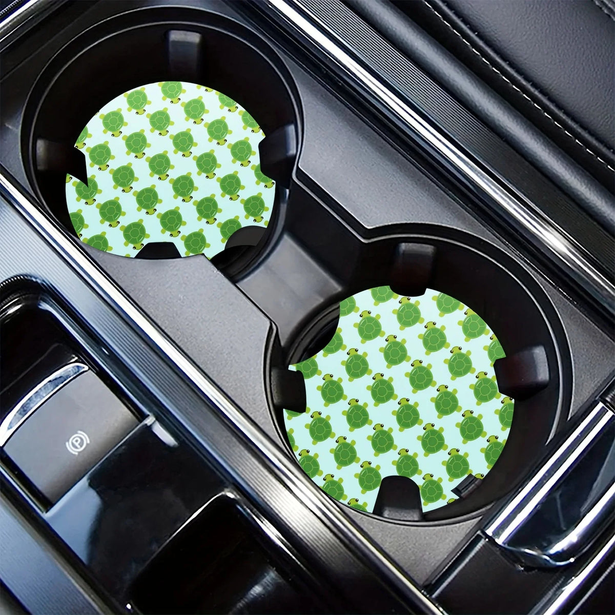 2-Pack Green Turtle Absorbent Car Cup Holder Coasters Car Cup Holder Coaster HIP