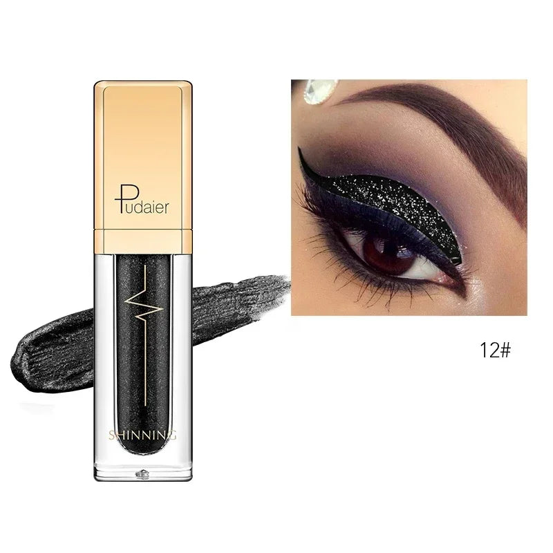 New Make Up Liquid Eyeshadow Waterproof Glitter Pigments Purple Gold Metalic Women Beauty Gel Eye Shadow Cream 18 Colors Makeup HIP 12