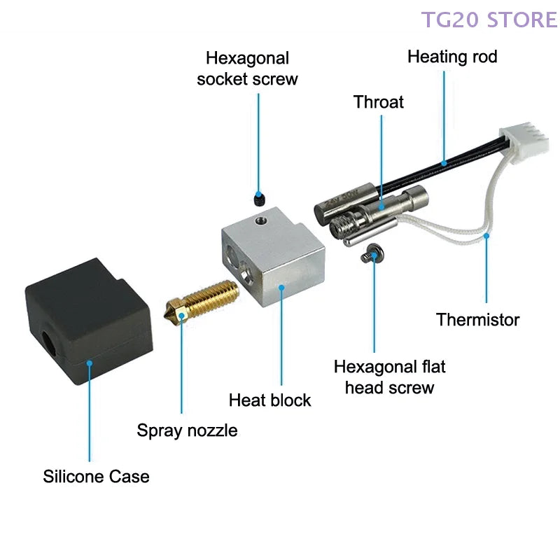 Anycubic Kobra S1 Hotend Kit – Brass & Steel Nozzles 0.4–1.0mm 3D Printer Nozzle Kit HIP