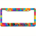 Rainbow Jigsaw License Plate Frame – Colorful Puzzle Design License Plate Frame HIP 1