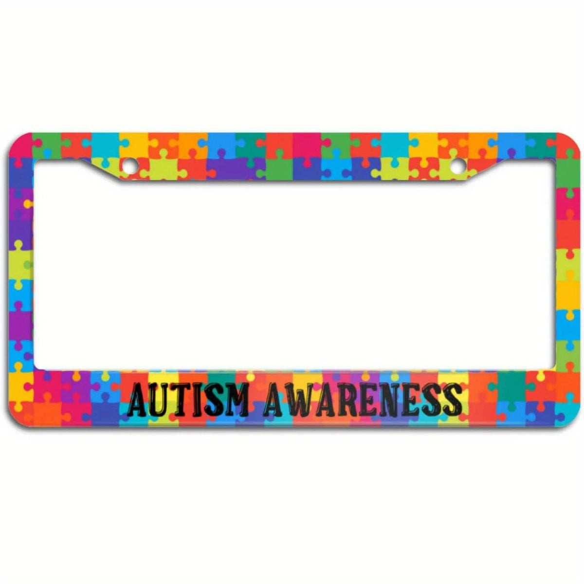 Rainbow Jigsaw License Plate Frame – Colorful Puzzle Design License Plate Frame HIP 1