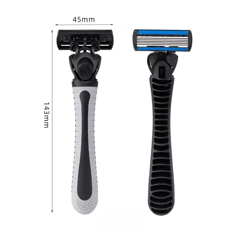 Men's 6-Blade Reusable Safety Razor – Stainless Steel Men's Safety Razor HIP