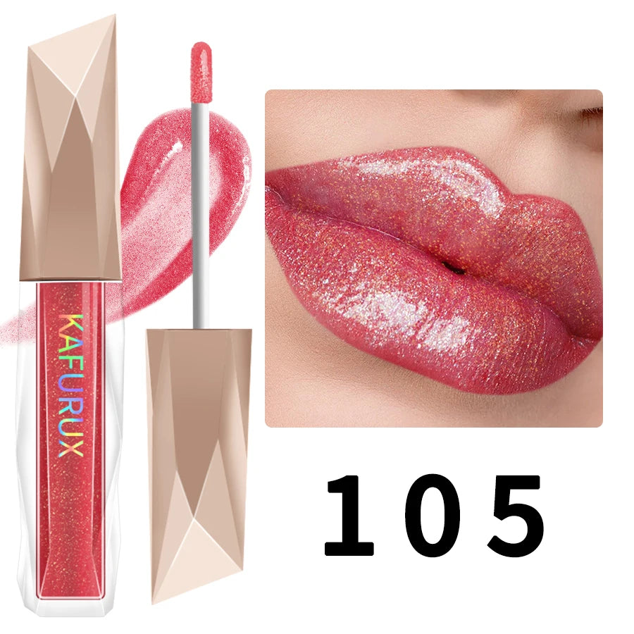 1PC Shimmer Lip Gloss For Fuller Lip Effect, Moisturizing Lip Care Lip Essence Long Lasting Lip Glaze Sexy Lips Makeup Pink Red HIP 105