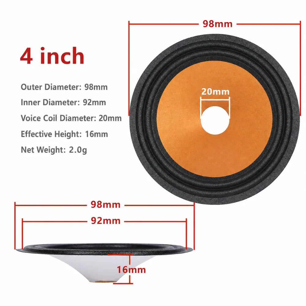 Speaker Woofer Paper Cone Cloth Edge 4–15 Inch Repair Part Speaker Repair Part HIP 4inch