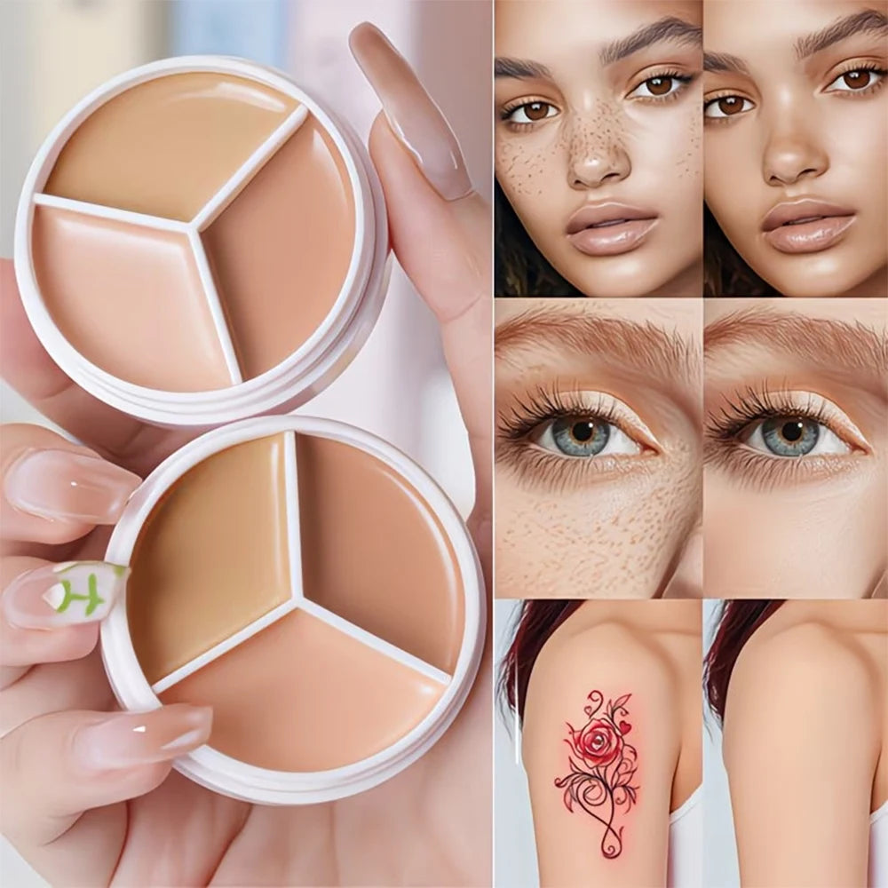JUJU Dream Tri-Color Concealer Palette – Waterproof Full Coverage Concealer Palette HIP