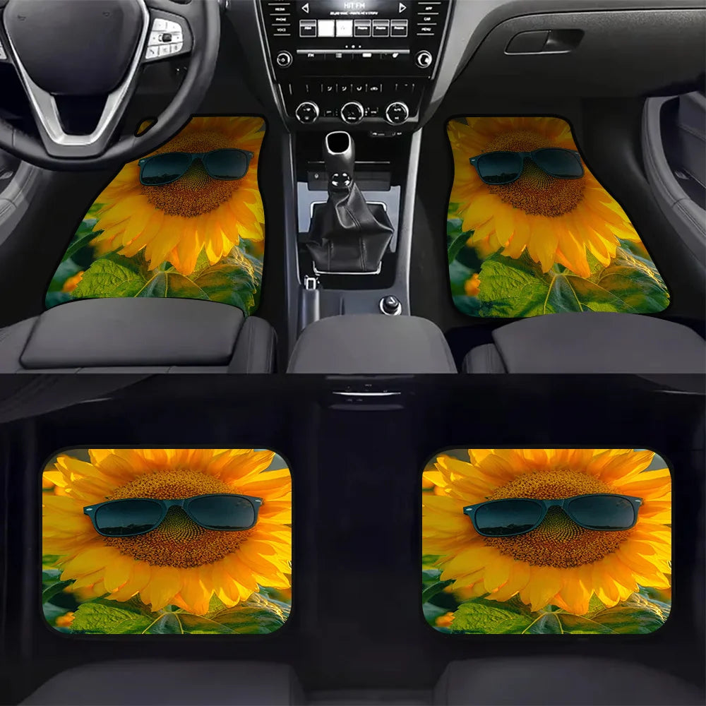 Set of 4 Sunflower Glasses Car Floor Mats for SUVs & Crossovers Car Floor Mats HIP