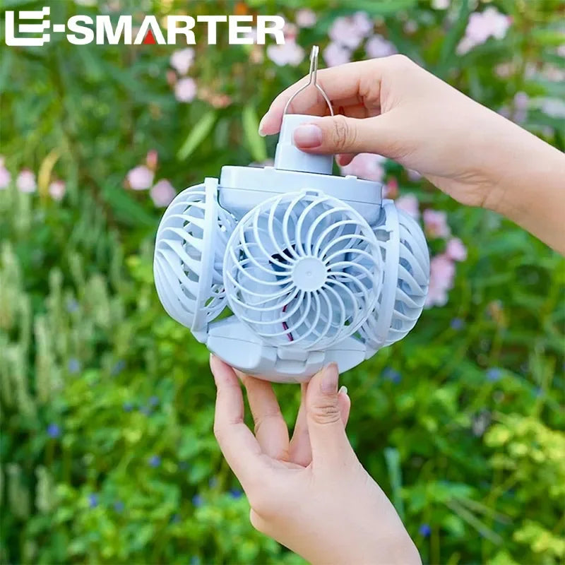 Solar LED Camping Fan Light – Rechargeable Outdoor Bubble Lantern Solar Camping Lantern HIP
