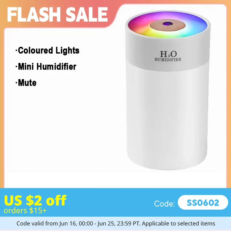 260ml USB Mini Humidifier with 7-Color Night Light – Desktop & Car USB Mini Humidifier HIP