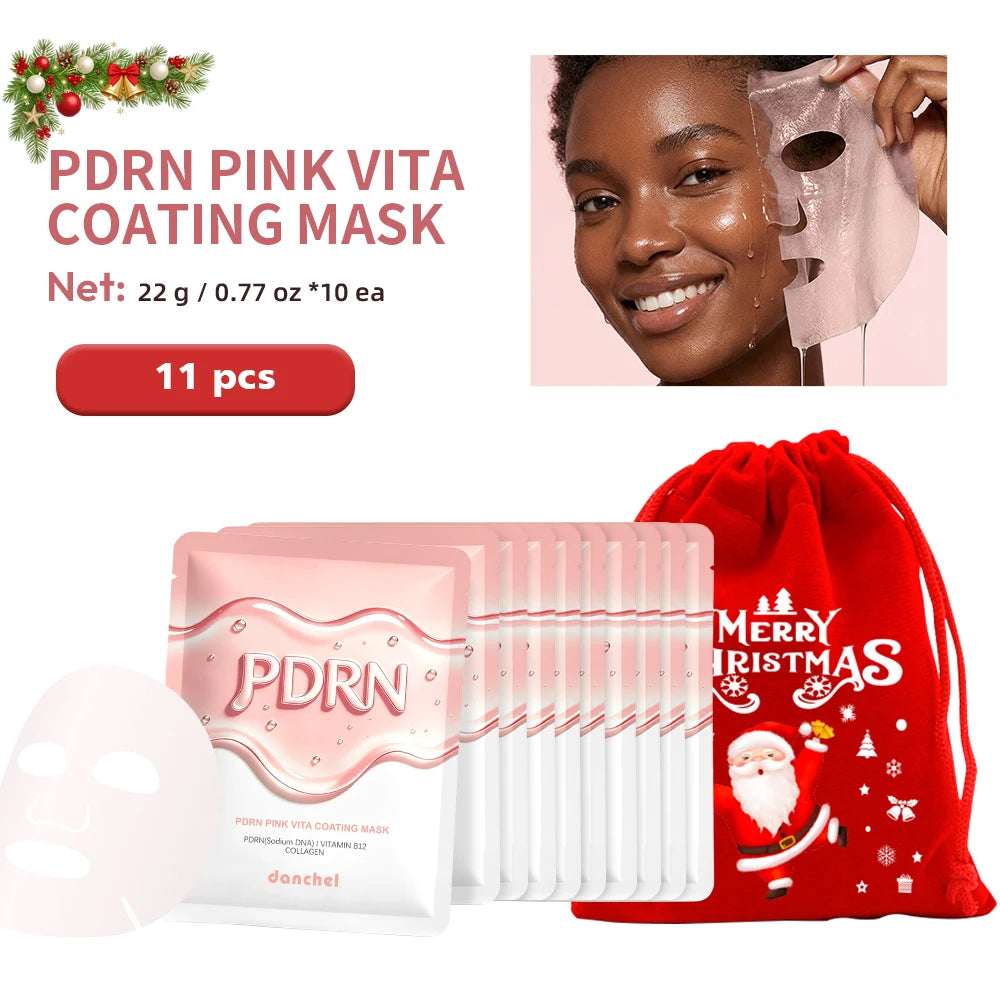 Salmon DNA PDRN Pink Vita Coating Sheet Mask 10 Pieces Korean Home Skincare Mask Hydrating Firming For Glass Skin Christmas HIP 10pcs 1 box