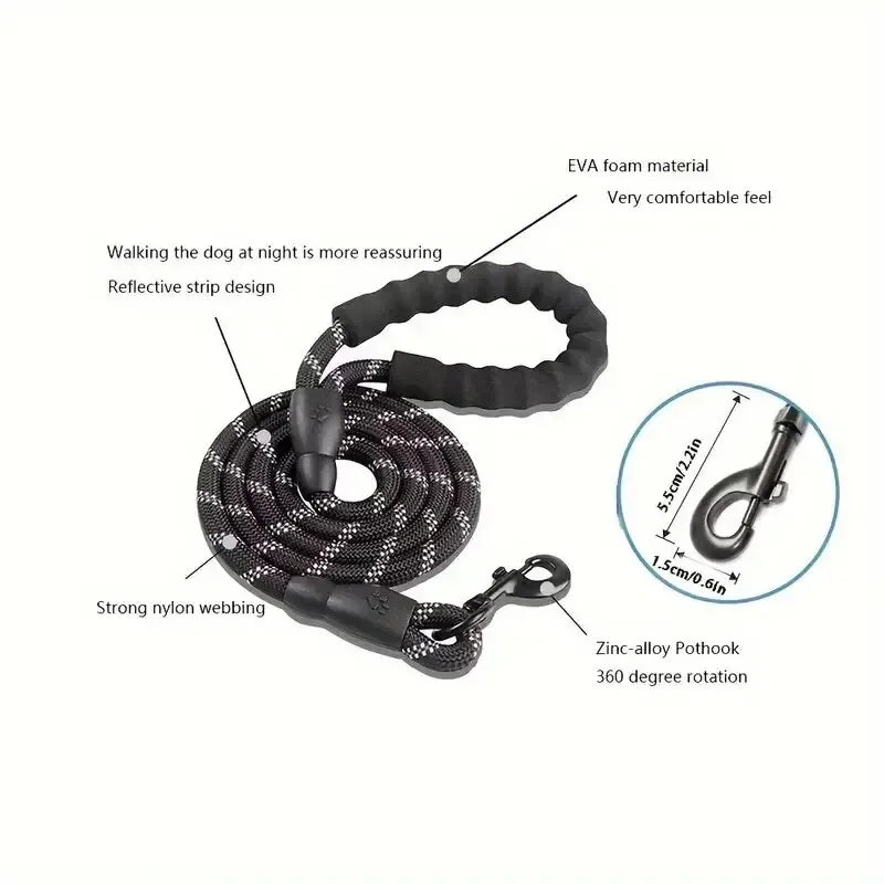 Strong Reflective Dog Leash – Nylon 150/200/300cm Dog Leash HIP
