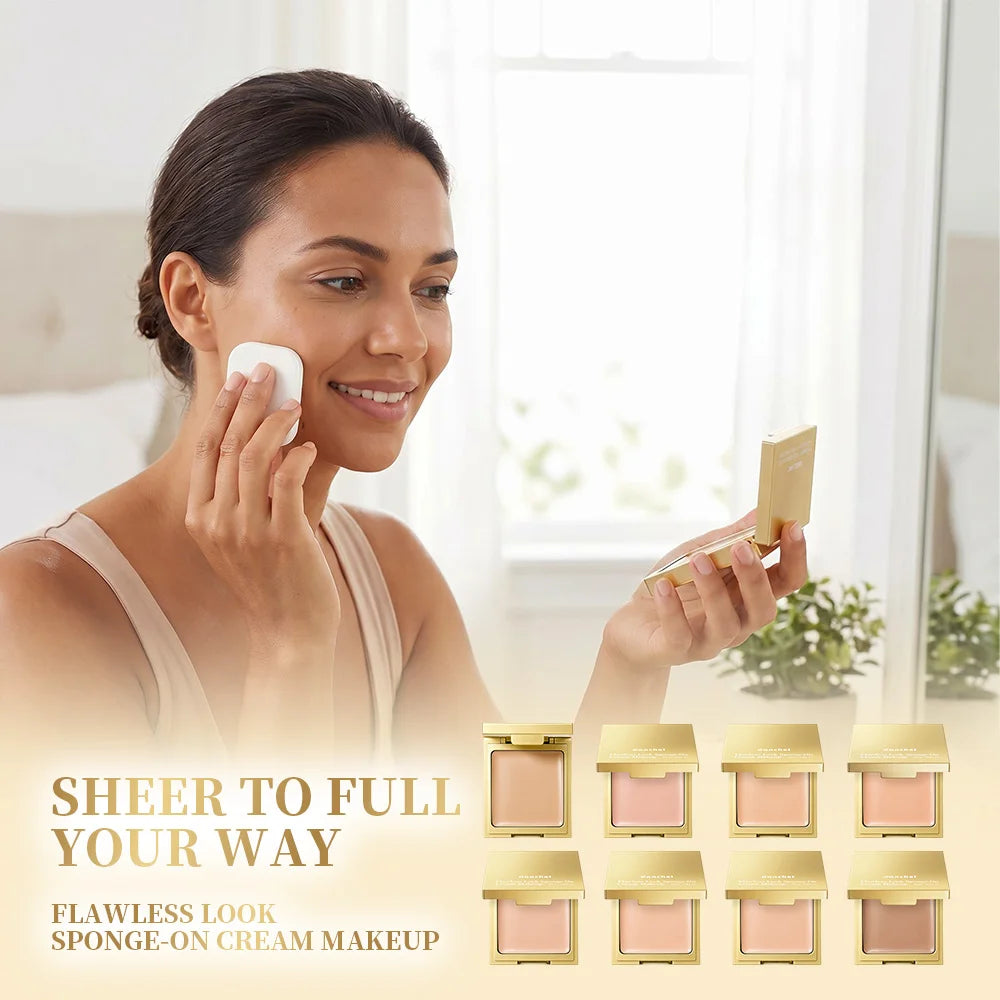 Flawless Finish Cream Foundation Sponge‑On Medium‑to‑Full Coverage Oil Control Breathable Long Lasting Concealer Makeup HIP