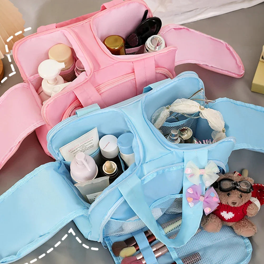 Large Capacity Cosmetic Bag Waterproof with Multiple Compartments Lightweight Men Women Travel Toiletries Makeup Pouch Bag HIP