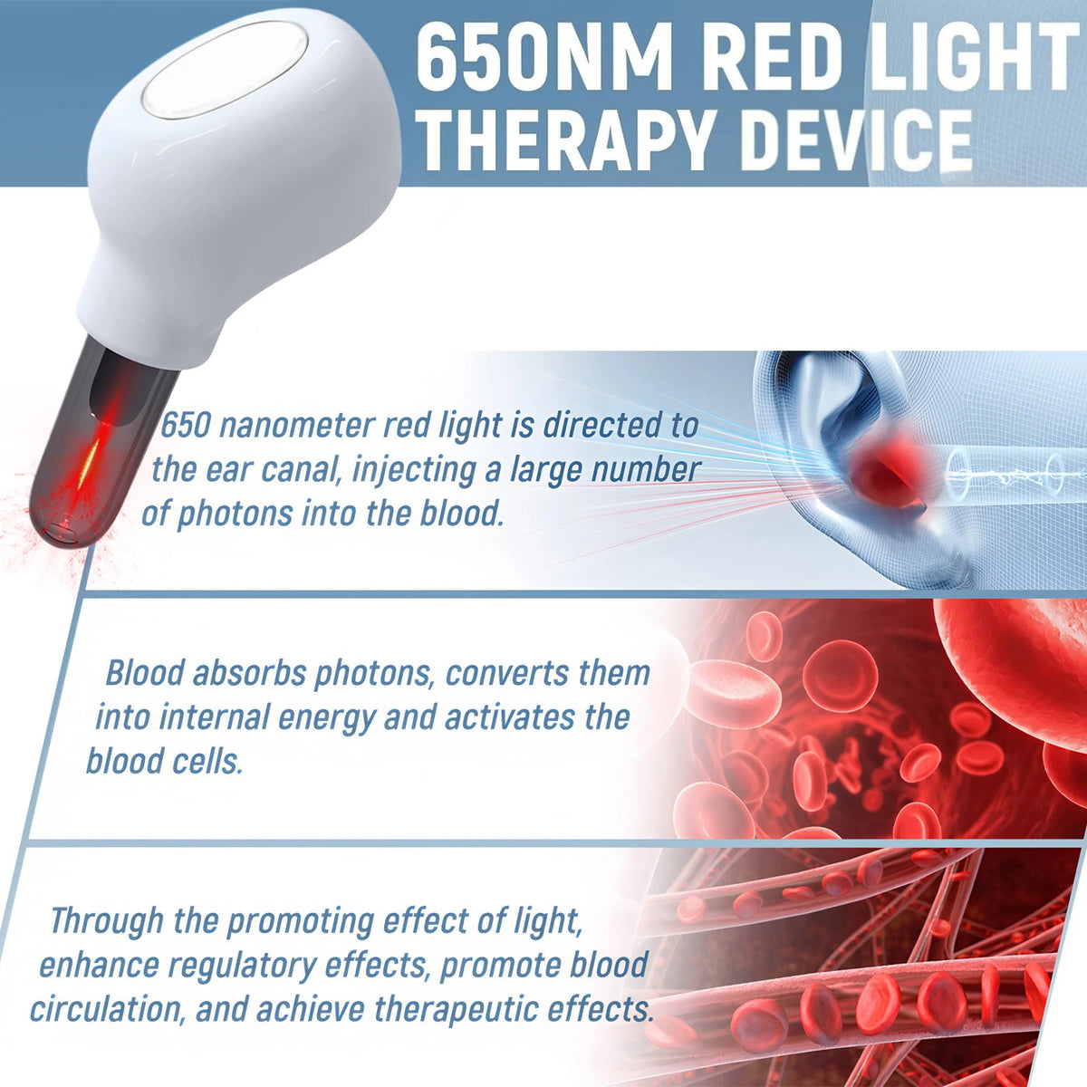650nm Red Light Therapy Ear & Nasal Laser Care Device Ear Light Therapy Device HIP