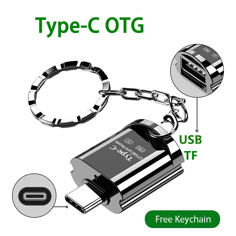 USB-C OTG Card Reader – Micro SD TF & USB Adapter | OULLX USB-C Card Reader HIP