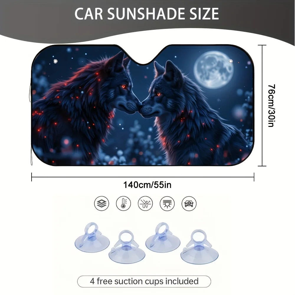 Wolf Windshield Sunshade – Universal Car Sun Blocker Car Windshield Sunshade HIP