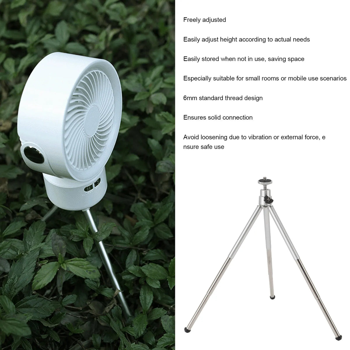 Fan Light Tripod Fan Light Tripod Outdoor Camping Vertical Triangular Support 6mm Thread Retractable Storage 15-30cm Adjustable HIP