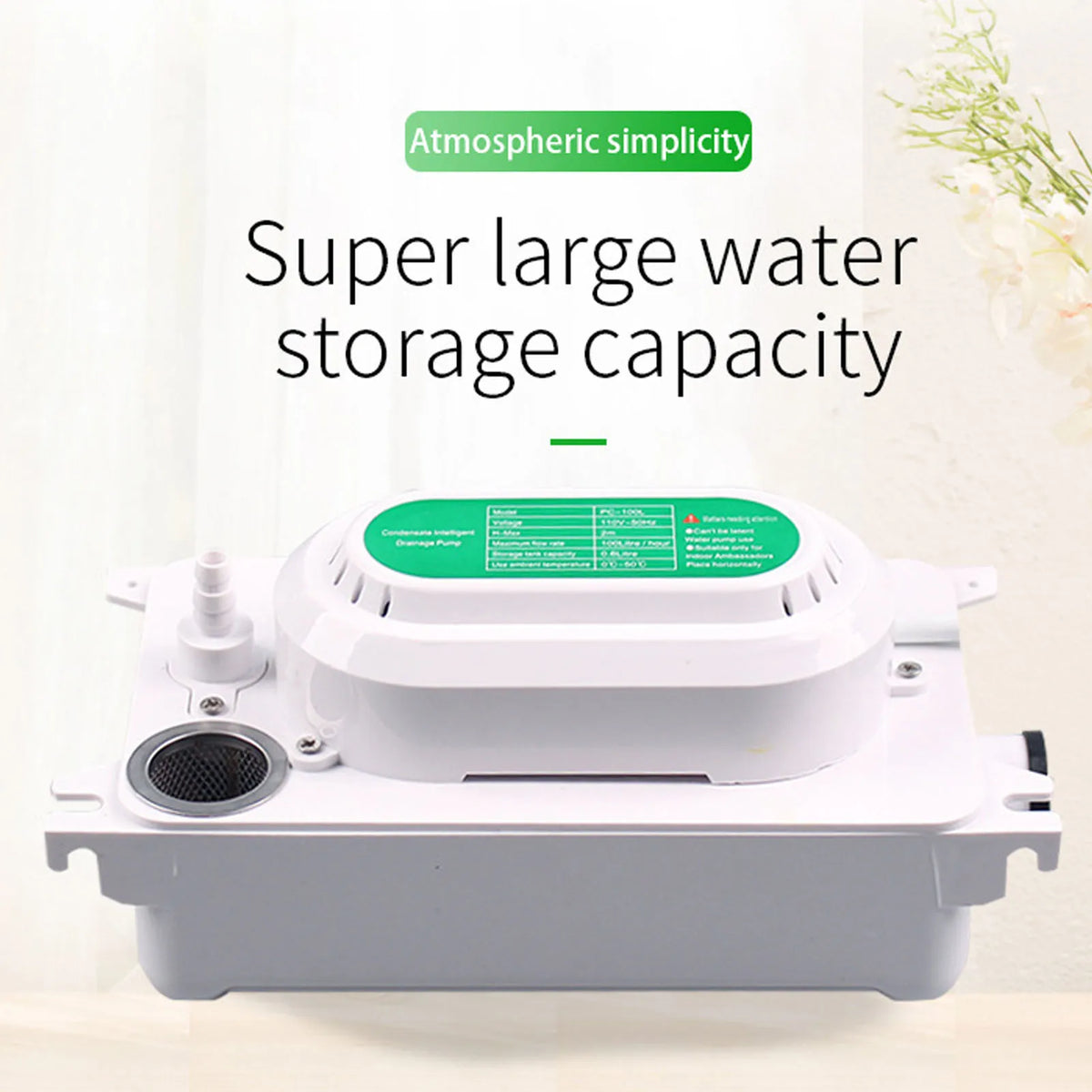 Condensate Pump Automatic HVAC Lift Removal Drain 100L/H with 500ml for Dehumidifier 100‑230V HVAC Condensate Pump HIP