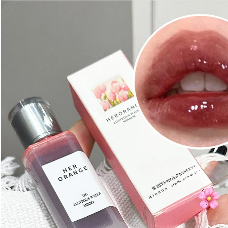 New Jelly Mirror Lip Glaze Transparent Water Glossy Lipgloss Mocha Brown Liquid Lipstick Moisturizing Lasting Red Lip Tint Stain HIP