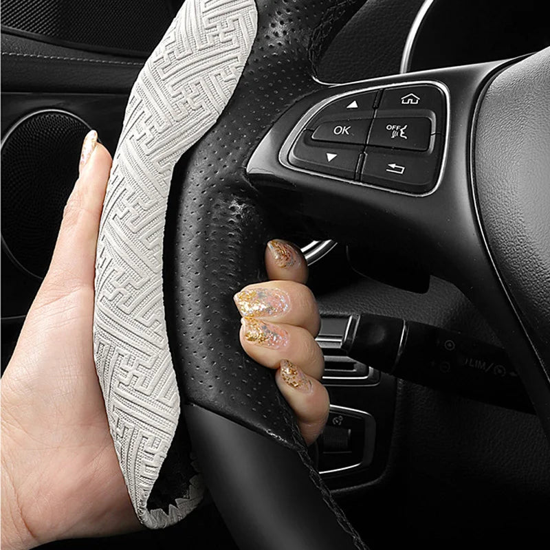Non-Slip Embossed Nappa Leather Steering Wheel Cover Steering Wheel Cover HIP