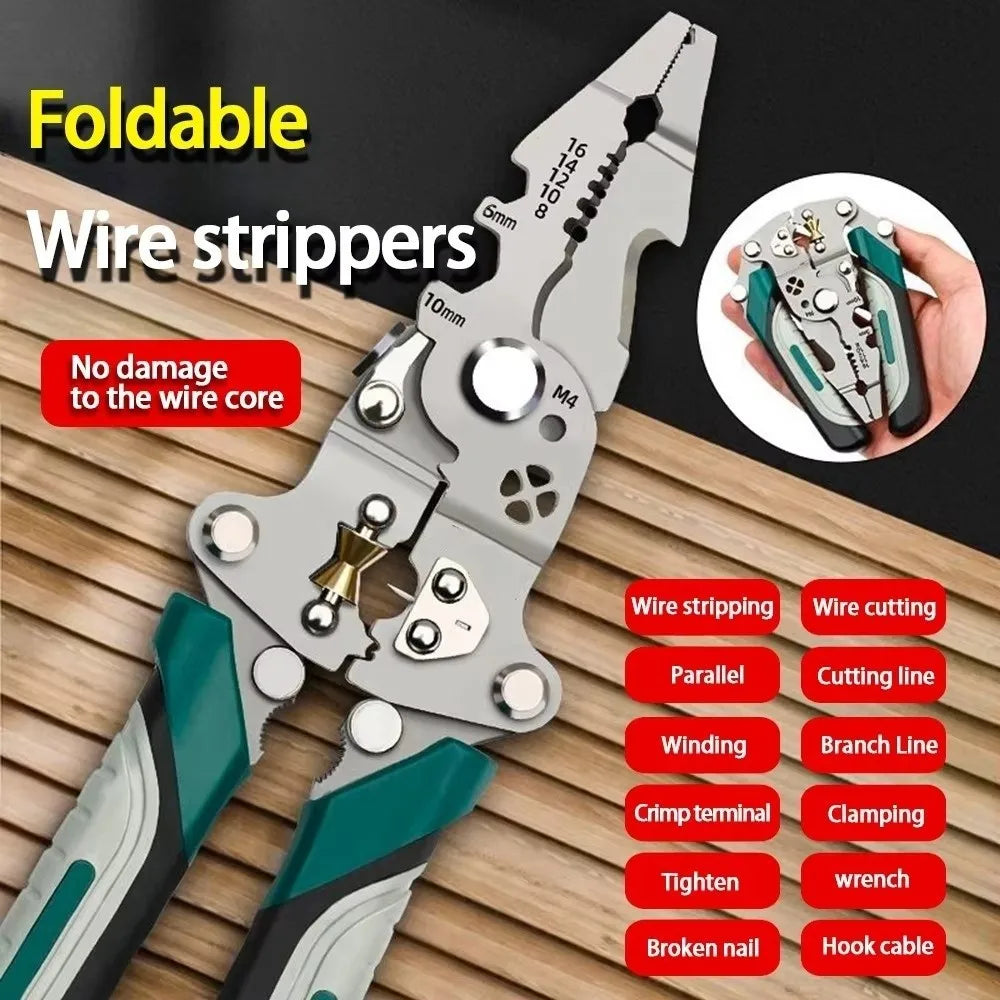 Foldable Wire Stripper & Crimper – Multifunctional Electrical Pliers Wire Stripper Pliers HIP