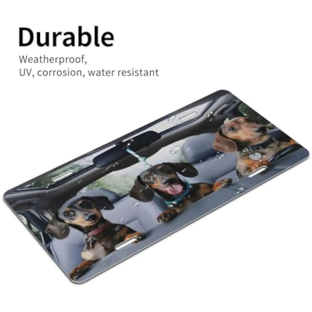 Dachshund Dogs Riding in Car Aluminum Novelty License Plate Novelty License Plate HIP
