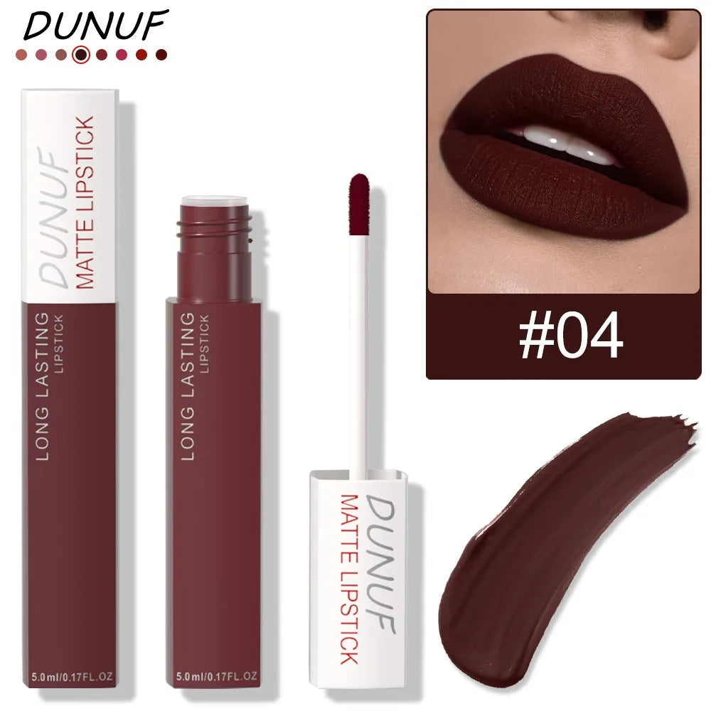 8 Colors Liquid Lipstick Nude Orange Brown Matte Velvet Lip Glaze Non-stick Cup Not Easy To Fade Clay Lip Gloss Lipstick Makeup HIP 04