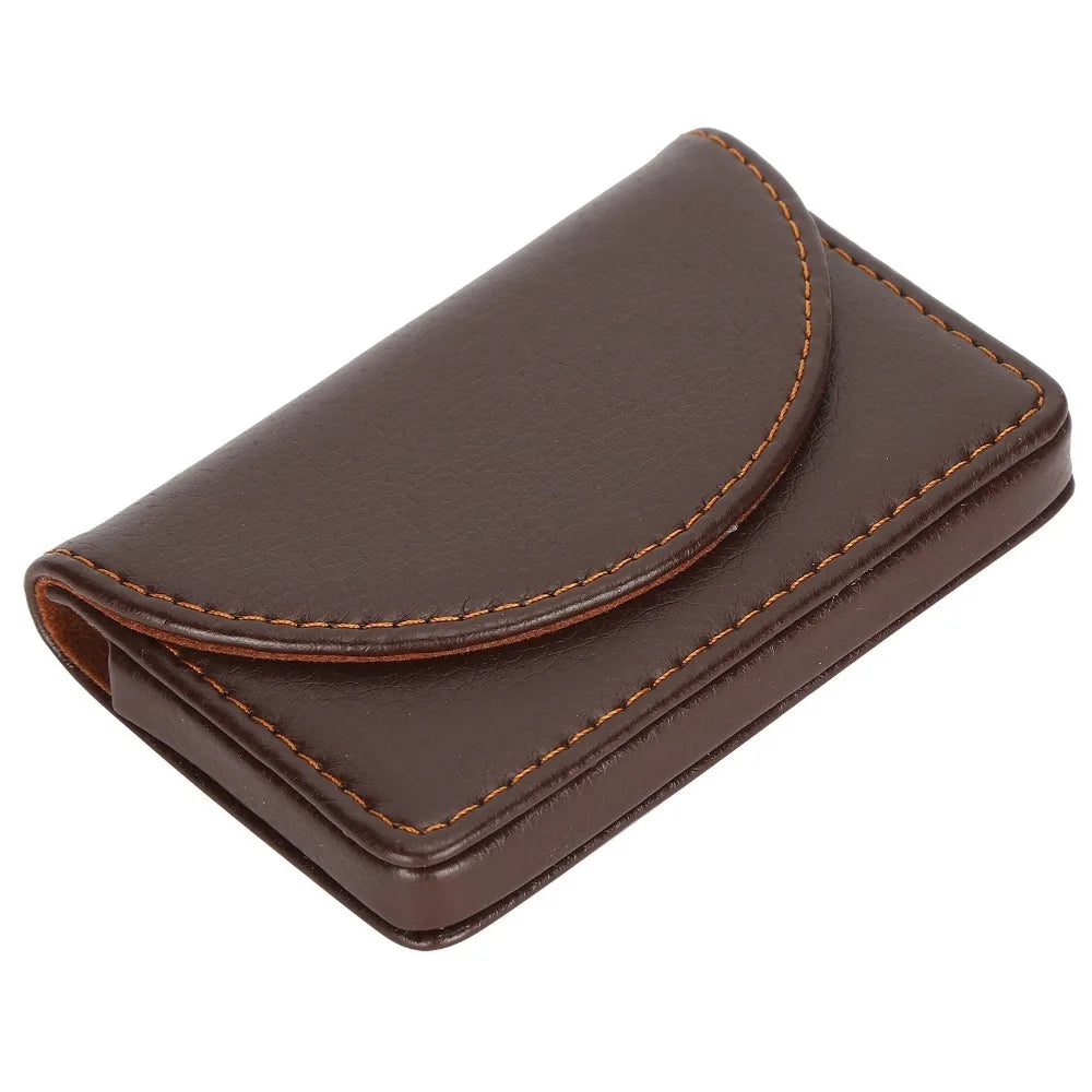 Litchi PU Leather Business Card Holder – Magnetic Closure Business Card Holder HIP Brown