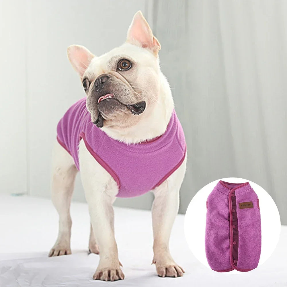 S-XL Warm Fleece Dog Clothes for Winter Soft Pet Coat Button Jacket Costume Suit for Small Dogs French Bulldog Dachshund HIP