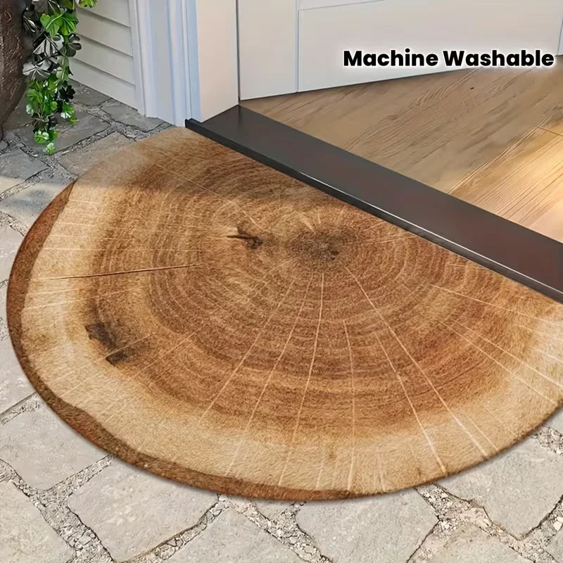 Distressed Timber Semi-Circle Doormat – Anti-Slip Entry Rug Semi-Circle Doormat HIP 4 50x80cm-Felt