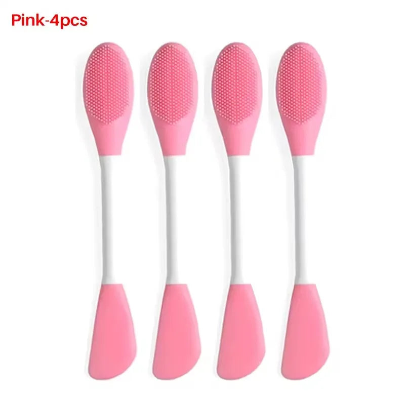 2-in-1 Silicone Face Mask Brush – Double-Head Applicator Face Mask Brush HIP C716-pink 4pcs