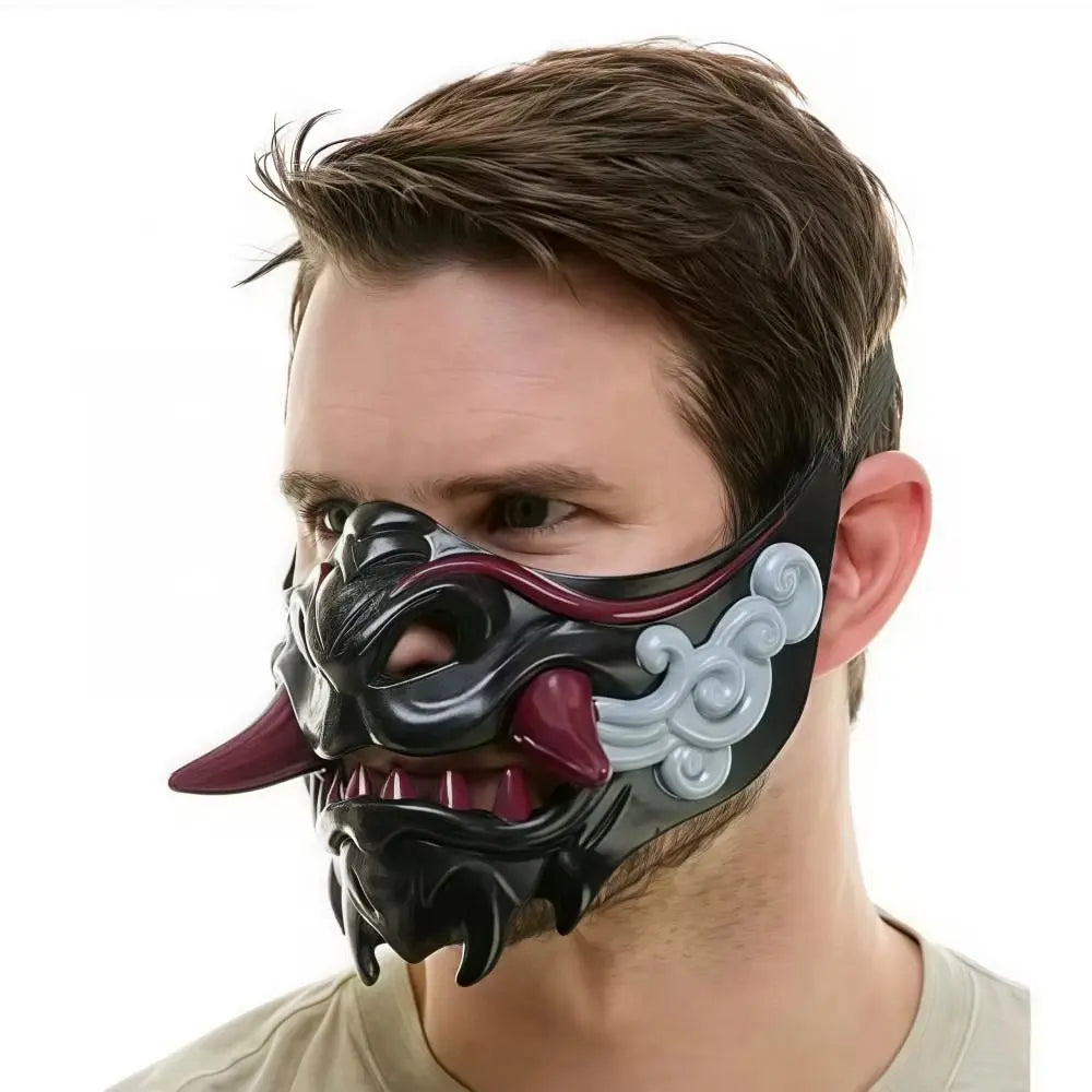 3D Japanese Samurai Cosplay Mask – Realistic Fang Full Face Cosplay Costume Mask HIP