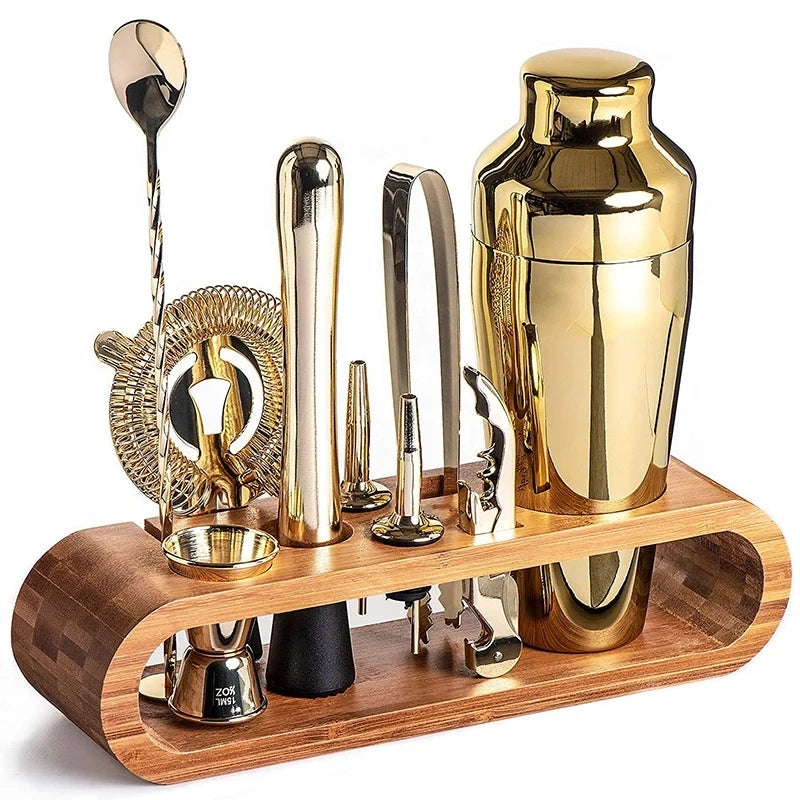 10-Piece Cocktail Bar Set & Mixology Kit with Bamboo Stand Cocktail Bar Set HIP