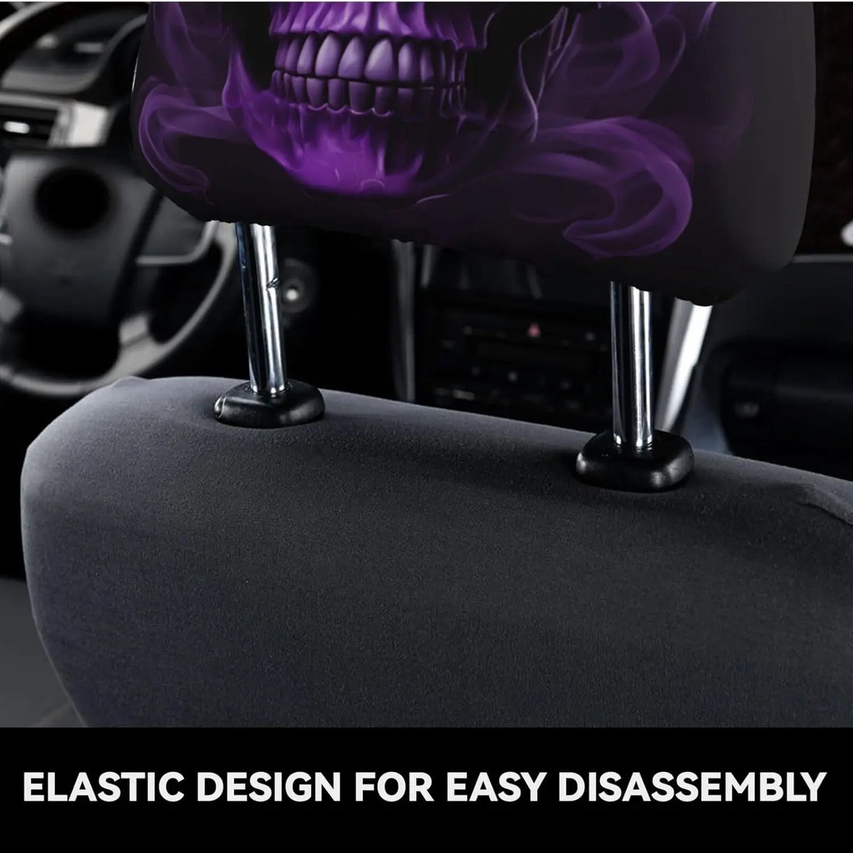 2-Pack Purple Skull Car Headrest Covers – Universal Fit Car Seat Accessory HIP