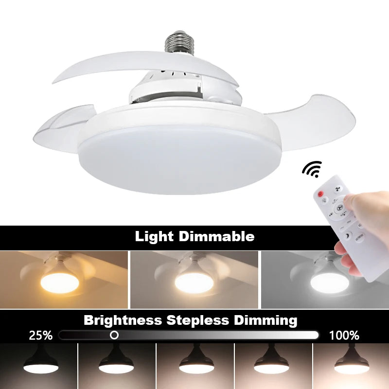 YNL 30W LED Ceiling Fan Light E27 Remote Control 3 Colors LED Ceiling Fan Light HIP Fan Light