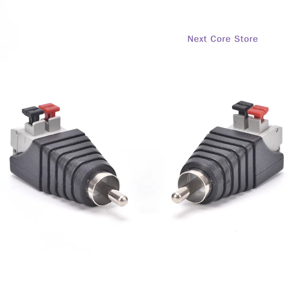 2-Pack Speaker Wire to RCA Male Connector Adapter Press Plug Audio Cable Adapter HIP
